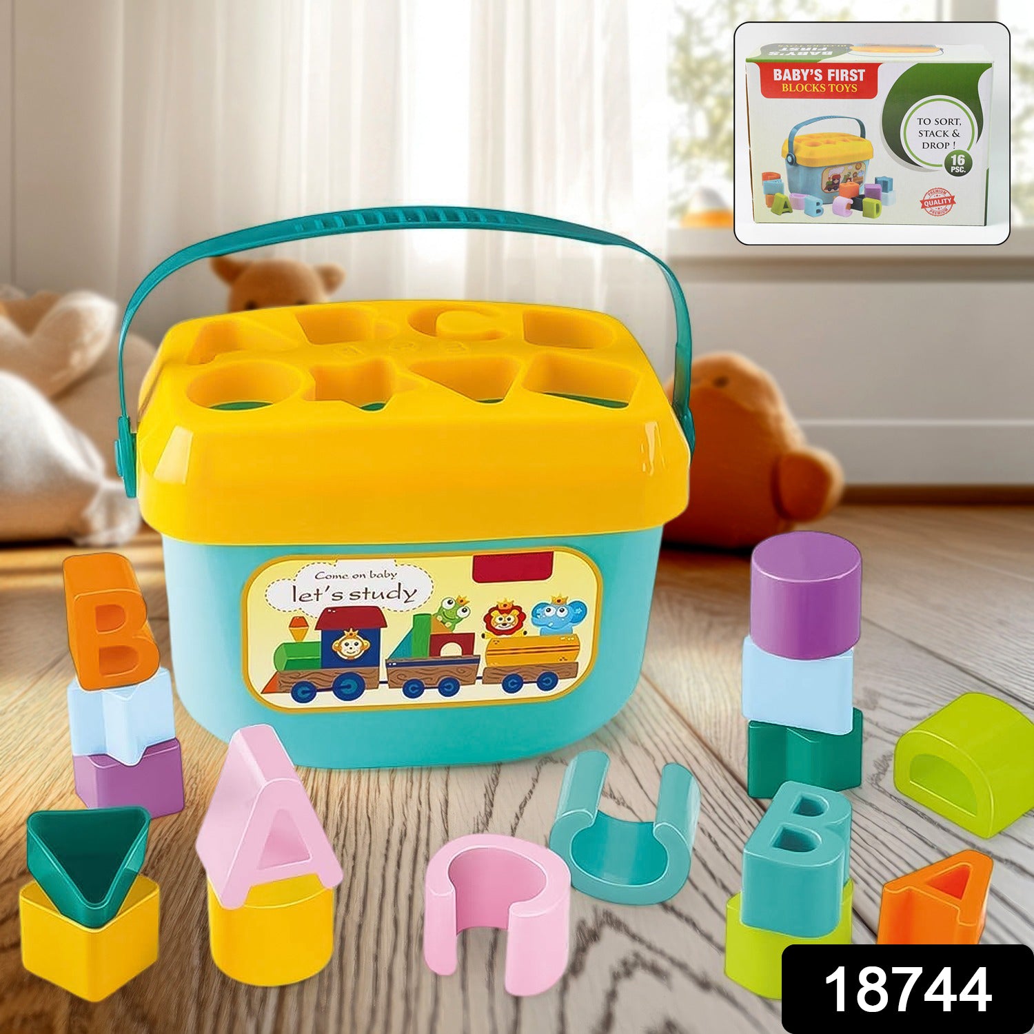 Baby First Block Set For Kids Non-toxic Abcd Geometric Shape Sorting Stacking Toy (1 Set) Baby First Block Set For Kids Non-toxic Abcd Geometric Shape Sorting Stacking Toy (1 Set)